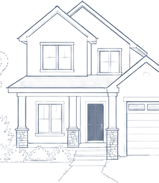 Architectural line drawing of a home